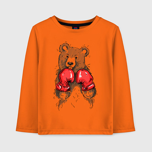 Детский лонгслив Bear Boxing / Оранжевый – фото 1