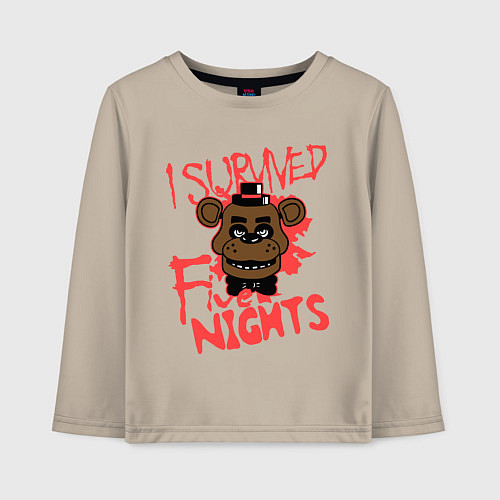 Детский лонгслив I Survived Five Night / Миндальный – фото 1