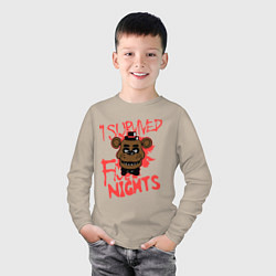 Лонгслив хлопковый детский I Survived Five Night, цвет: миндальный — фото 2