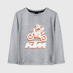 Лонгслив хлопковый детский KTM белый, цвет: меланж