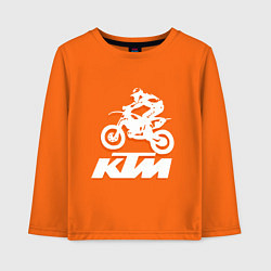 Лонгслив хлопковый детский KTM белый, цвет: оранжевый