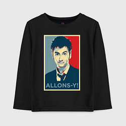 Лонгслив хлопковый детский Allons-y Poster, цвет: черный