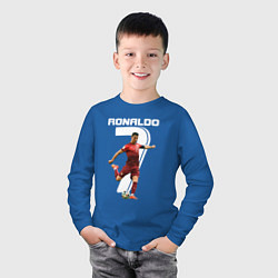 Лонгслив хлопковый детский Ronaldo 07, цвет: синий — фото 2