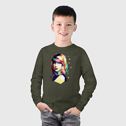 Лонгслив хлопковый детский Taylor Swift Art, цвет: меланж-хаки — фото 2