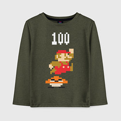 Лонгслив хлопковый детский Mario: 100 coins, цвет: меланж-хаки