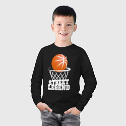 Лонгслив хлопковый детский Баскетбол, цвет: черный — фото 2