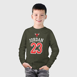 Лонгслив хлопковый детский Jordan 23, цвет: меланж-хаки — фото 2