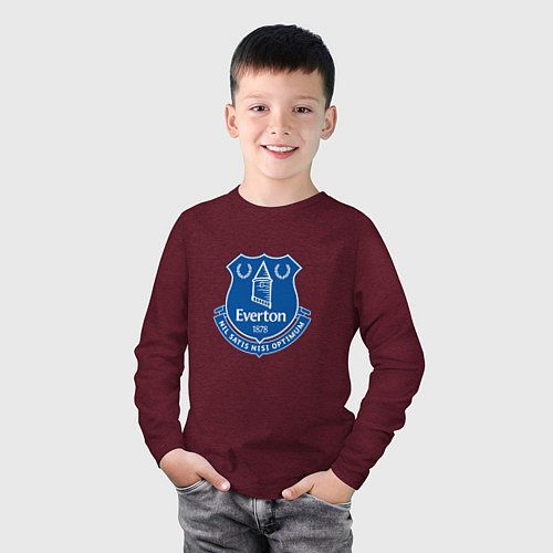 Детский лонгслив Эвертон logo - nil satis nisi optimum / Меланж-бордовый – фото 3