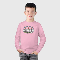 Лонгслив хлопковый детский Miner, цвет: светло-розовый — фото 2