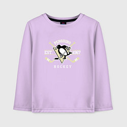 Лонгслив хлопковый детский Pittsburgh Penguins: Est.1967, цвет: лаванда