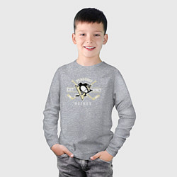 Лонгслив хлопковый детский Pittsburgh Penguins: Est.1967, цвет: меланж — фото 2
