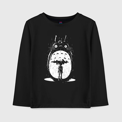 Детский лонгслив Totoro in rain / Черный – фото 1