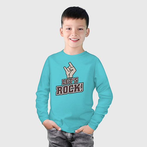 Детский лонгслив Lets rock! / Бирюзовый – фото 3