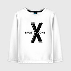 Лонгслив хлопковый детский Trust no one, цвет: белый