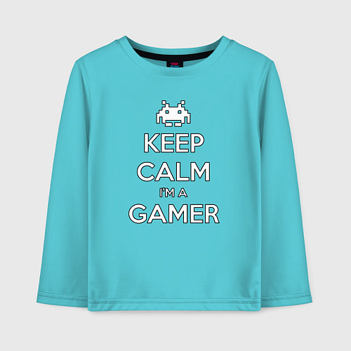 Детский лонгслив Keep Calm im a Gamer / Бирюзовый – фото 1