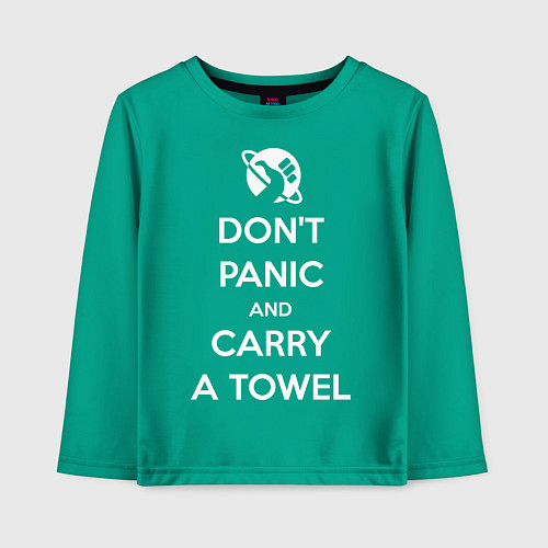 Детский лонгслив Dont panic & Carry a Towel / Зеленый – фото 1