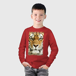 Лонгслив хлопковый детский Tiger Face: retro style цвета красный — фото 2