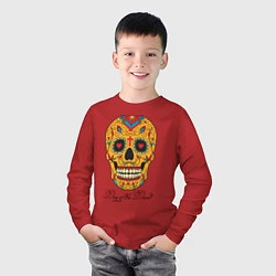 Лонгслив хлопковый детский Мексиканский череп, цвет: красный — фото 2