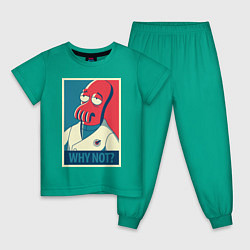 Пижама хлопковая детская Zoidberg: Why not?, цвет: зеленый