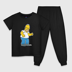 Пижама хлопковая детская Симпсоны: Гомер, цвет: черный