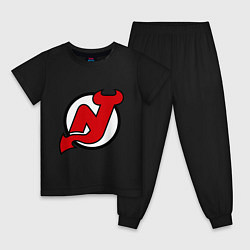 Пижама хлопковая детская New Jersey Devils, цвет: черный