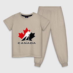Пижама хлопковая детская Canada, цвет: миндальный