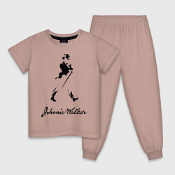 Пижама хлопковая детская Johnnie Walker цвета пыльно-розовый — фото 1