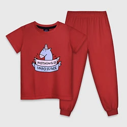 Пижама хлопковая детская Unicorn, цвет: красный