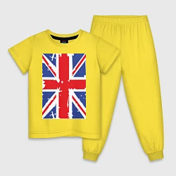 Пижама хлопковая детская Британский флаг, цвет: желтый