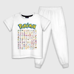 Пижама хлопковая детская Pokemon Heroes, цвет: белый