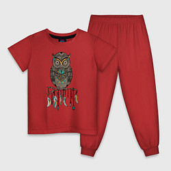 Пижама хлопковая детская Сова-шаман, цвет: красный