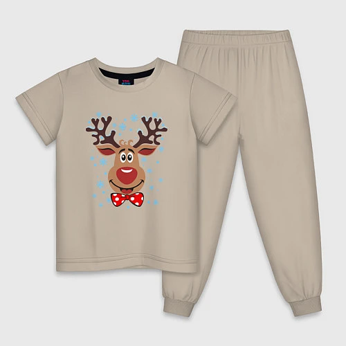 Детская пижама Рождественский олень / Миндальный – фото 1