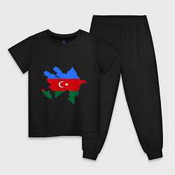 Пижама хлопковая детская Azerbaijan map, цвет: черный