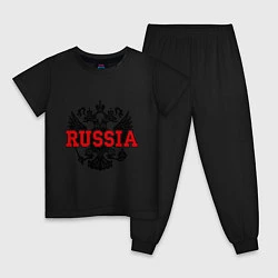 Пижама хлопковая детская Russia Coat, цвет: черный