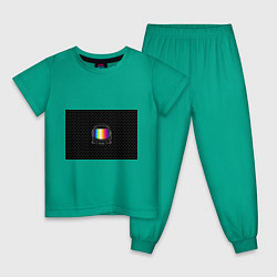 Пижама хлопковая детская Цветной астронавт цвета зеленый — фото 1