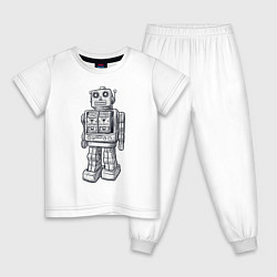 Пижама хлопковая детская Робот, цвет: белый