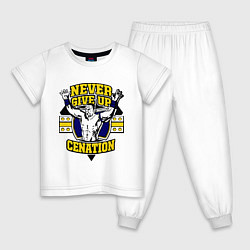 Пижама хлопковая детская Never Give Up: Cenation, цвет: белый