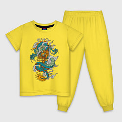Пижама хлопковая детская Дракон, цвет: желтый