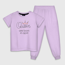 Пижама хлопковая детская Королевы рождаются в апреле цвета лаванда — фото 1