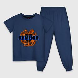 Пижама хлопковая детская Армения, цвет: тёмно-синий