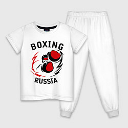 Пижама хлопковая детская Boxing Russia Forever цвета белый — фото 1