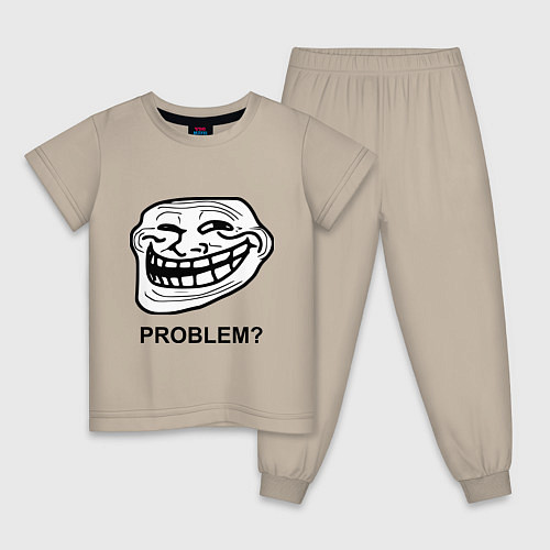 Детская пижама Trollface. Problem? Проблемы? / Миндальный – фото 1