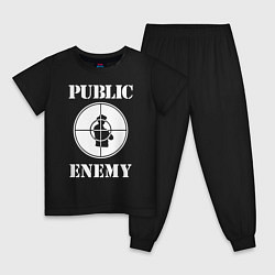 Пижама хлопковая детская Public Enemy, цвет: черный