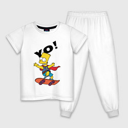 Пижама хлопковая детская Yo Bart, цвет: белый