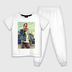 Пижама хлопковая детская Trevor Philips, цвет: белый