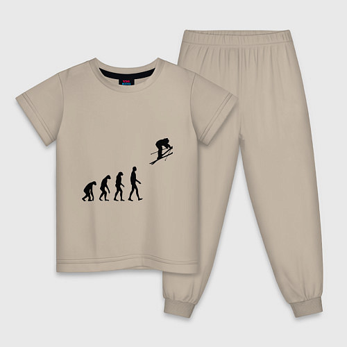Детская пижама Эволюция лыжник / Миндальный – фото 1