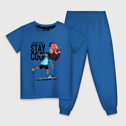 Пижама хлопковая детская Stay cool цвета синий — фото 1