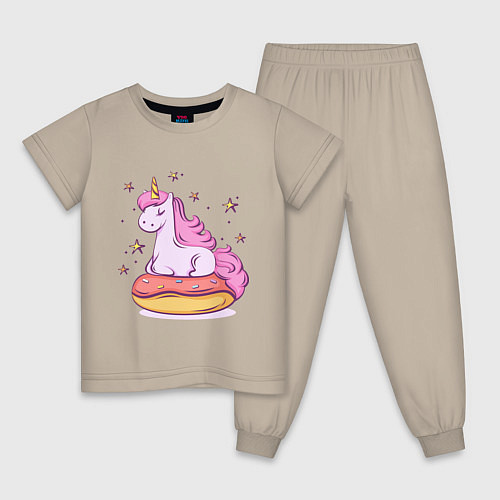 Детская пижама Единорог на пончике / Миндальный – фото 1