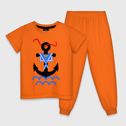Пижама хлопковая детская Морской якорь, цвет: оранжевый