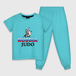 Пижама хлопковая детская Russia judo, цвет: бирюзовый
